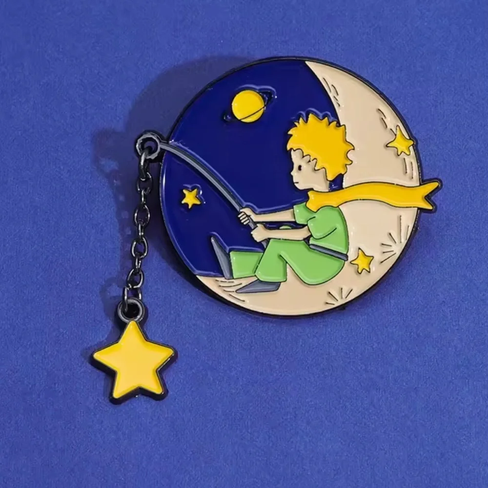 Little Prince Star Enamel Pin - Blue and Yellow